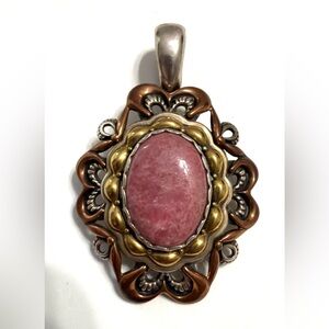 Carolyn Pollack Sterling Silver Copper Brass Southwest Pink Rhodonite Pendant
